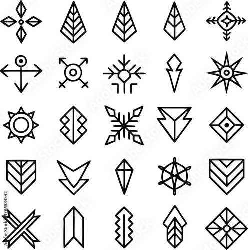 Abstract geometric vector icon set for web design and business information