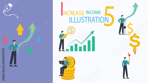 Increase Income Business Growth Illustration  Financial Success Concept Vector
