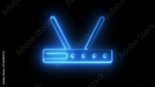 Faint wifi signal icon animation with neon line.