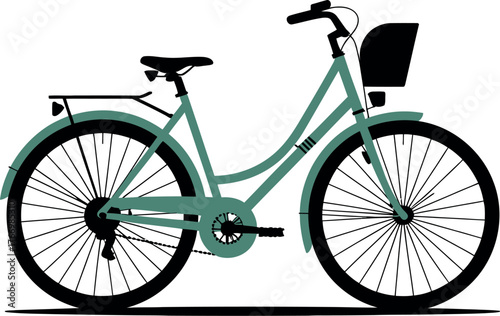 A functional bicycle with a basket and rack is ready for transport.