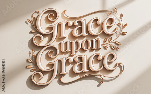 Grace Upon Grace elegant rose-gold 3D script