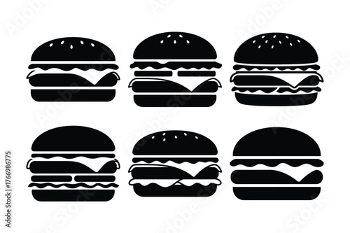 Cheeseburger silhouette set for fast food design