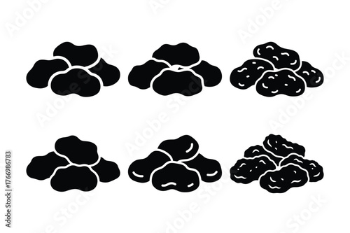 Chicken nuggets silhouette set of fried snack icons