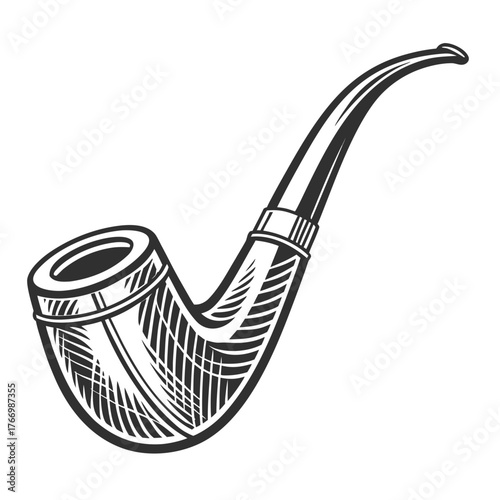 Classic Smoking Pipe With Curved Stem And Detailed Bowl tobacco vintage