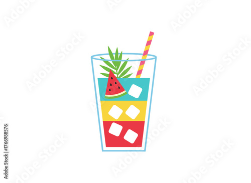 Enjoy a tropical cocktail—whether alcoholic or non‑alcoholic—in a glass, reminiscent of a retro summer drink