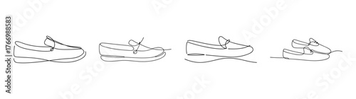 Four detailed sketches of vintage boat shoes showcasing design elements
