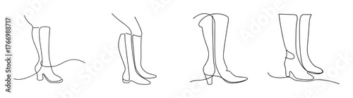 Set of four sketchy knee high boots with different heights and styles
