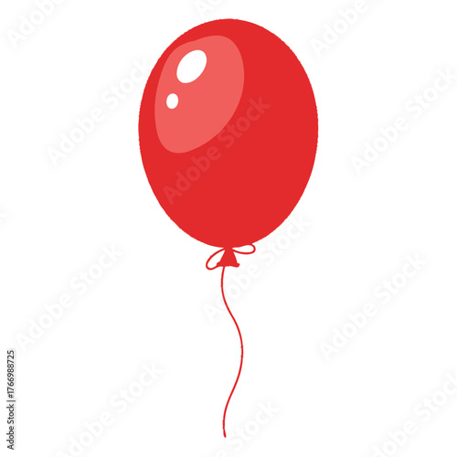 A single red balloon floats on a white background.