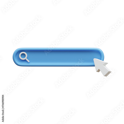 Search Bar Icon – Magnifying Glass with Cursor Pointer PNG