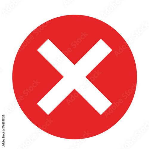 A simple red circle with a white cross, symbolizing rejection or error.