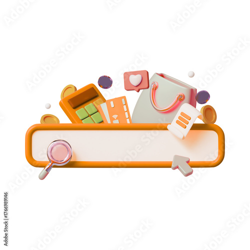 Search Bar Icon – Magnifying Glass with Cursor Pointer for Web UI