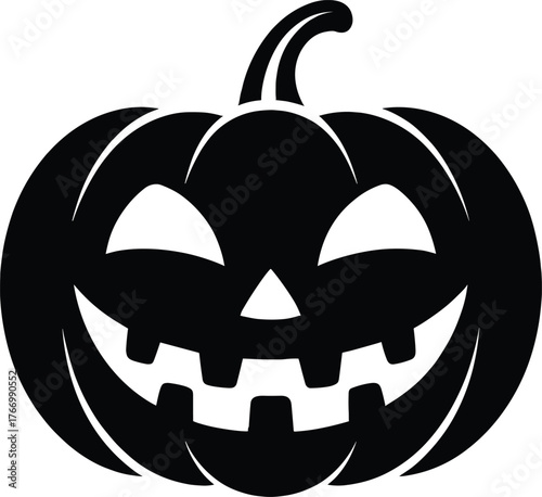 Black silhouette of a grinning jack o lantern halloween