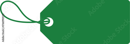 A plain green tag with a string loop is ready for pricing or labeling.