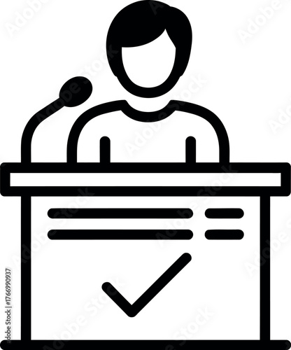 Vector art of speaker at podium giving a speech