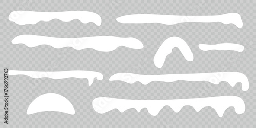 Set snow caps, snowballs and snowdrifts set. Snow cap vector collection.