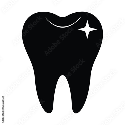 Minimal Flat Tooth Icon Vector Illustration