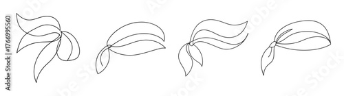 Detailed sketch of four different bandanas in a row showing patterns and folds