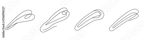 Four detailed line drawings of elegant barrettes showcasing intricate design elements and refined shapes