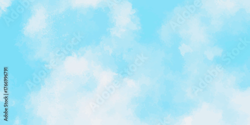 Bright Blue Sky With Soft White Clouds For Calm, Refreshing, And Open Mood Sky or Dreamy Summer Atmosphere.
