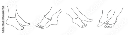 Detailed anatomical study of anklets and foot joints in multiple poses