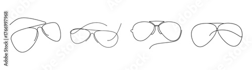 Distinctive aviator sunglasses styles detailed line drawings for fashion inspiration