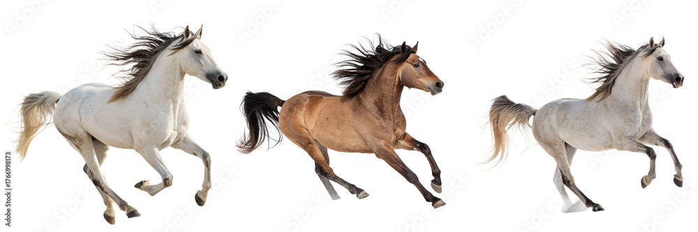 Obraz premium Set of A horse in gallop isolated on a transparent background