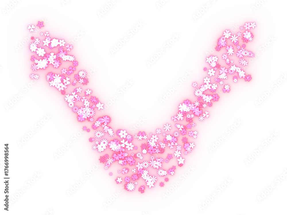 Obraz premium Pink glittering flowers curve. 3d rendering.