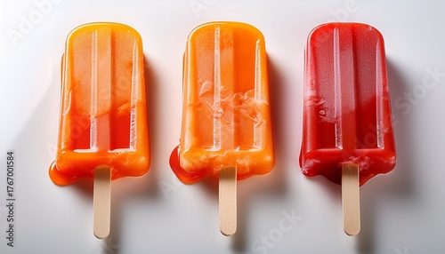 melting orange and red popsicle with white background