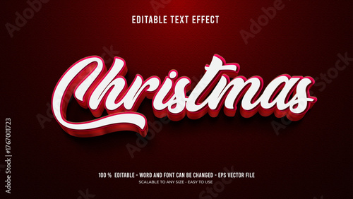 christmas editable text effect 3d
