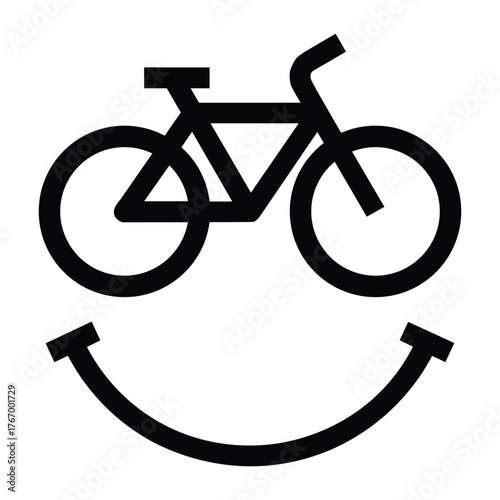 bicycle sign with smile vector illustration