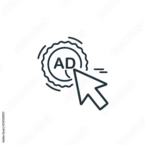 Clicking on an online advertisement with a mouse cursor.