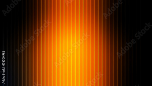 Bright orange and yellow gradient stripes form a vibrant abstract vector pattern illustration for a dynamic design backdrop. Neon Vertical Stripes, Glass ripple texture with dark gradient background