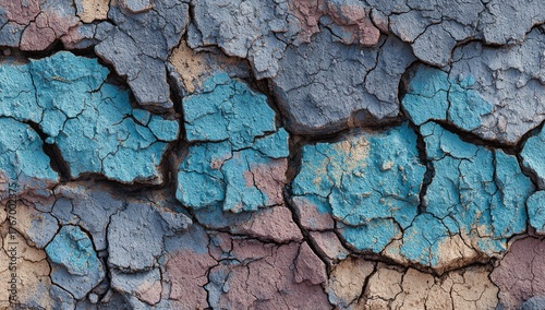 Cracked earth, painted with muted blues and grays