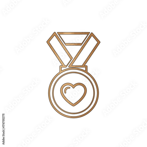 Golden medal illustration with a heart symbol, representing love, care, and achievement.