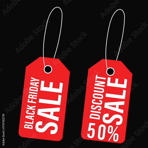50% discount sale tags with black friday sale tag for business