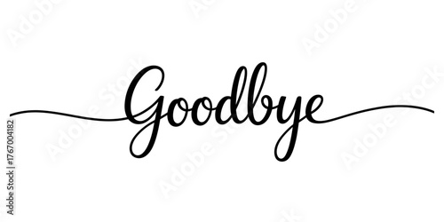 Elegant continuous one line art drawing of the word goodbye in cursive script vector