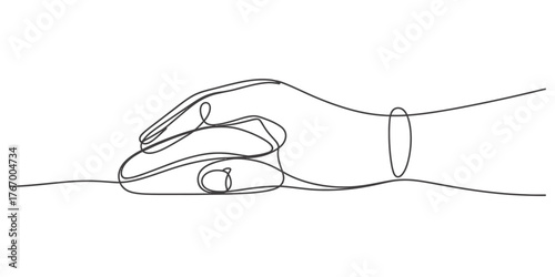 Continuous line drawing of a person preparing food on a cutting board with a knife vector