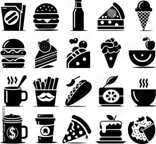 Vector art of collection of fast food icons