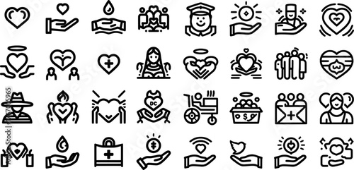 Vector art of collection of charity and care icons