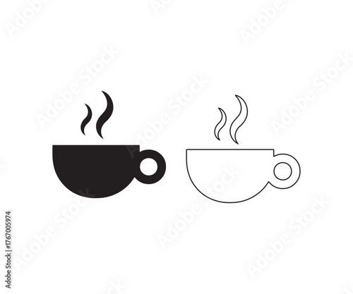 Simple steaming coffee cup silhouette