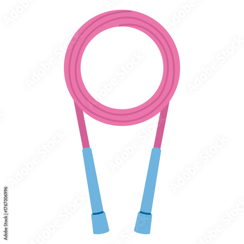 Pink and blue jump rope for fitness training, cardio workout, and healthy active lifestyle. Trendy modern vector illustration isolated on white background, hand drawn, flat design