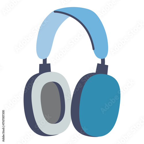 Blue wireless headphones for music, sport training and comfortable listening on the go. Trendy modern vector illustration isolated on white background, hand drawn, flat design