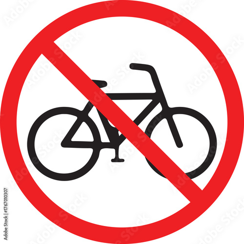 Red circle sign prohibiting bicycle traffic