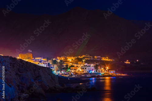 night view of the town of Las Negras in Almeria