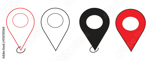Set of modern location map icons — location pins, markers, and GPS pointers for maps, navigation apps, travel, and infographic design, minimal flat vector illustration collection 
