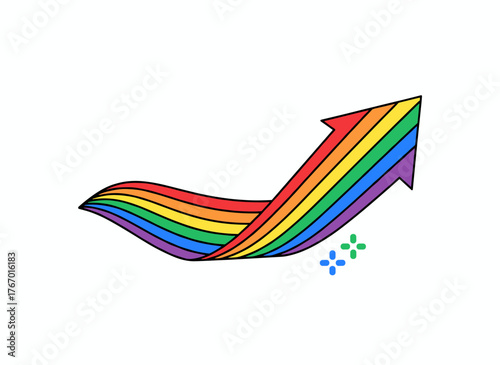 Rainbow arrow icon, a colorful directional symbol