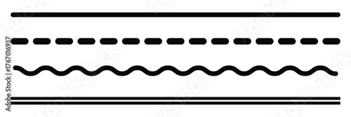 Straight line, dot line and spiral line icon set. vector illustration