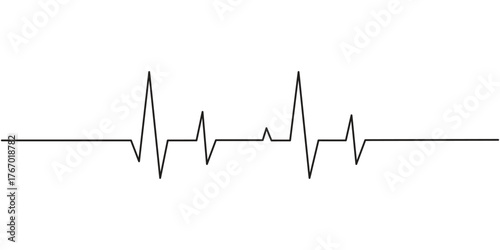 Representing a heartbeat continuous one line drawing. Vector illustration.