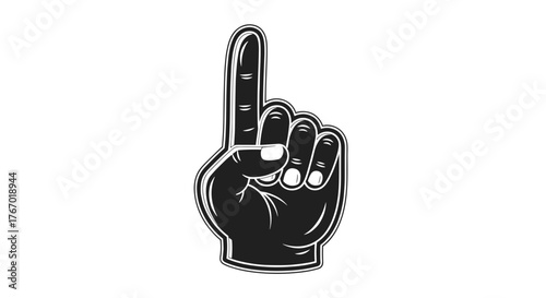 Black foam hand icon for sports fan merchandise or UI desig