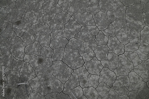 Close-up Texture of Dry Cracked Earth Surface (Drought or Desert Land)